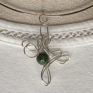 NEW, Lovely Silver Plated Agate Cross Pendant/ Necklace – Handmade